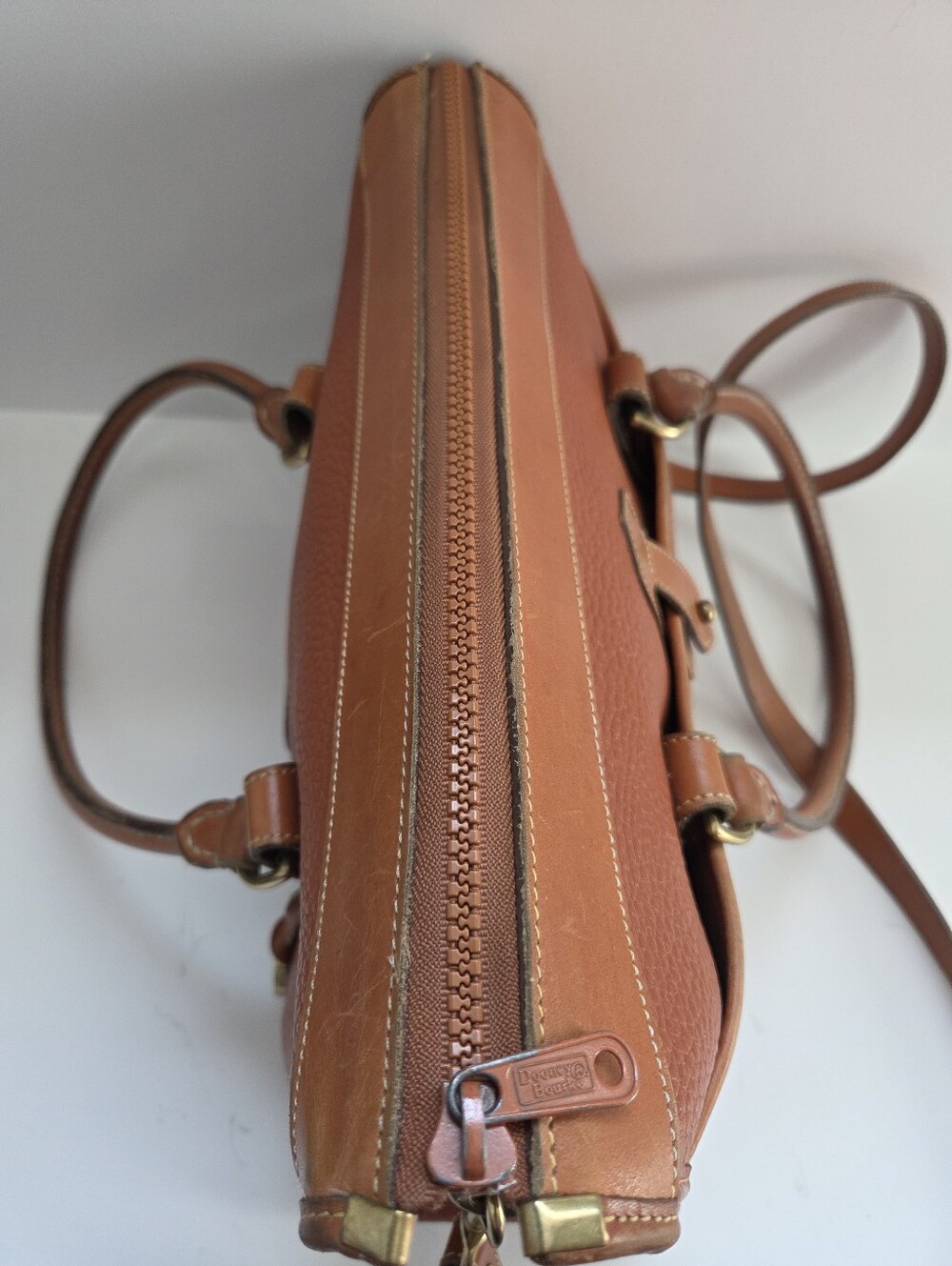 Vintage Dooney & Bourke All-Weather Leather Pebbled Leather Satchel Brown - Picture 9 of 16